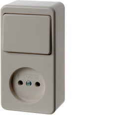 Hager Berker Combination Switch Socket Without Earth Contact White Surface - 61673640
