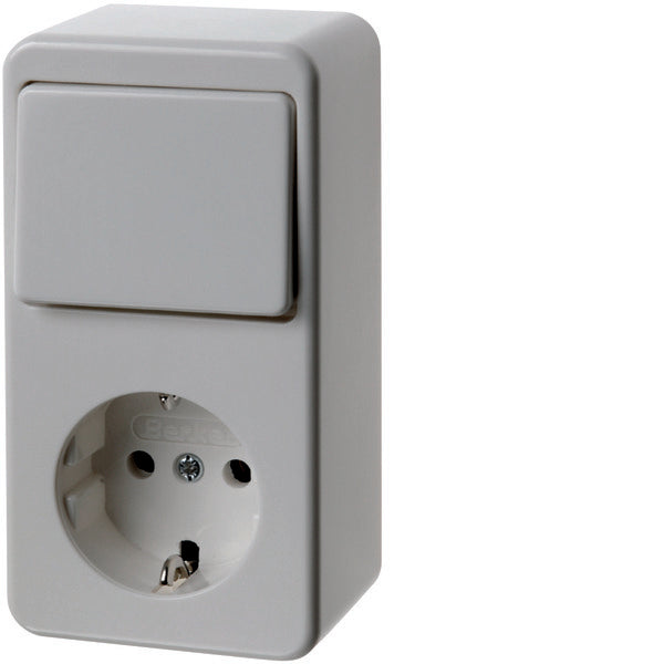 Hager Berker Combination Switch Socket Surface-Mounted Gloss Polar White - 61479649