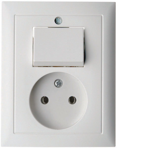 Hager Berker S.1 Polar White Socket Outlet and Switch Combination - 6143668989