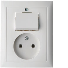 Hager Berker S.1 Polar White Socket Outlet and Switch Combination - 6143668989