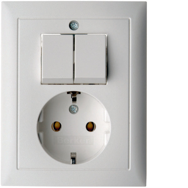 Hager Berker S1 Serie Schaltersteckdose mit Abdeckplatte - 6143551949
