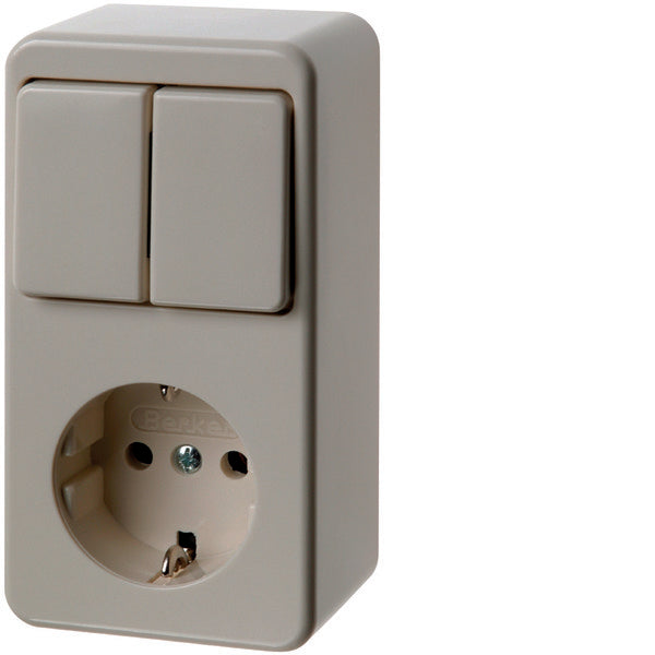 Hager Berker Surface Mount Combination Series Switch and Socket Outlet - 61479440