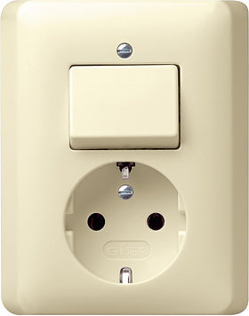 Gira Standard 55 Combo Switch Socket Inbuilt Cream White - 017601