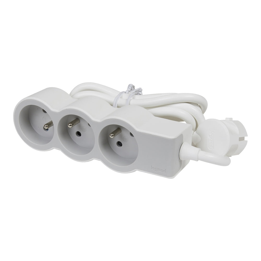 Legrand Standard Socket 3x2P with 3m Cable White-Grey - 049488 [10 Pieces]