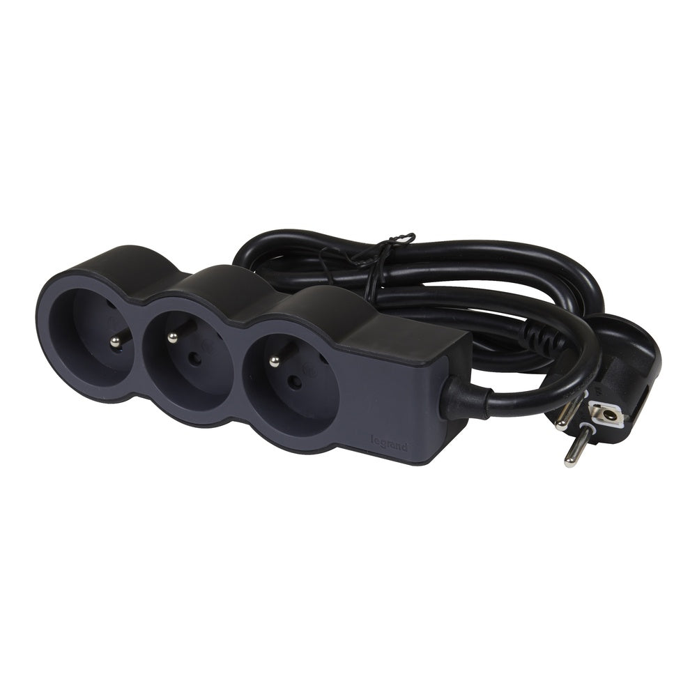 Legrand Standard Socket 3x2P With 3m Cord Black - 049489 [10 Pieces]