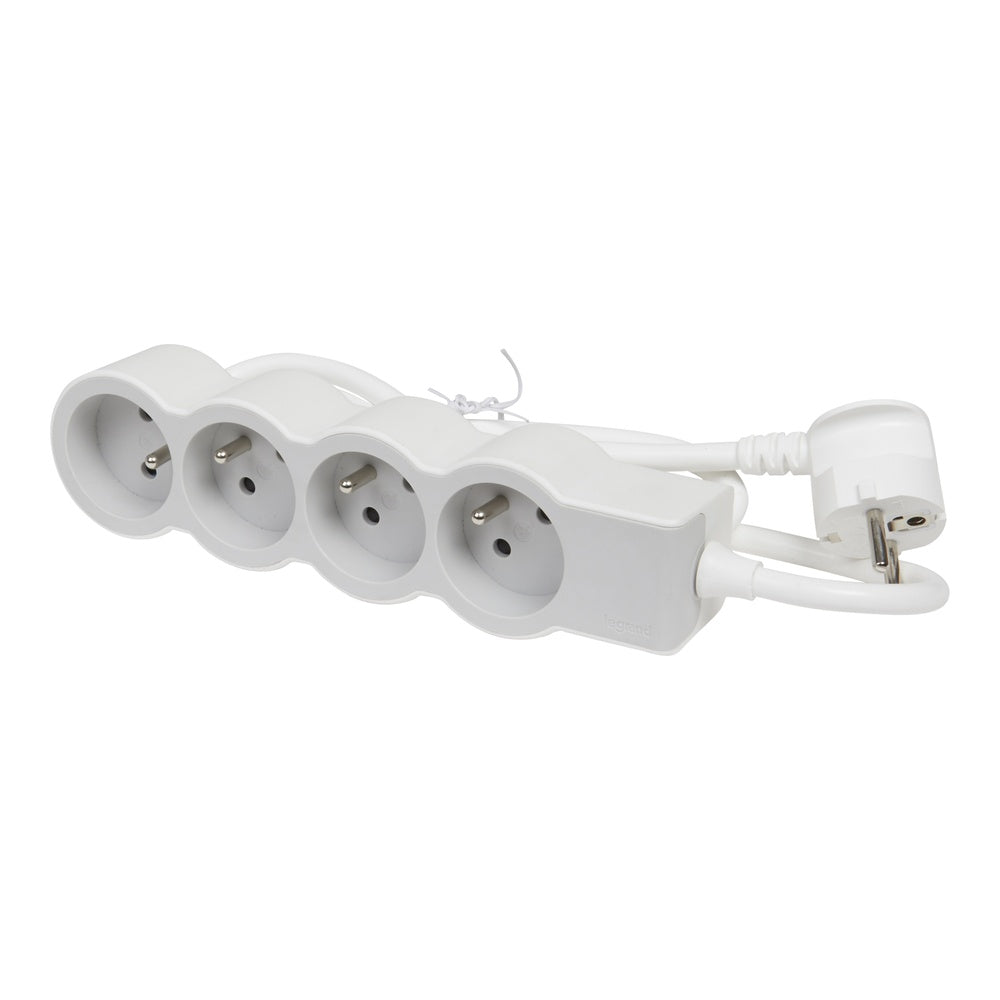 Legrand Standard 4x2P Socket With 3m Cord White-Grey - 049490 [10 Pieces]