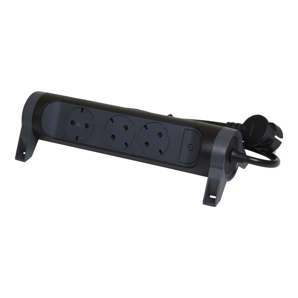 Legrand Premium 3x2P+A Black Socket With 1.5m Cord - 694528 [5 Pieces]