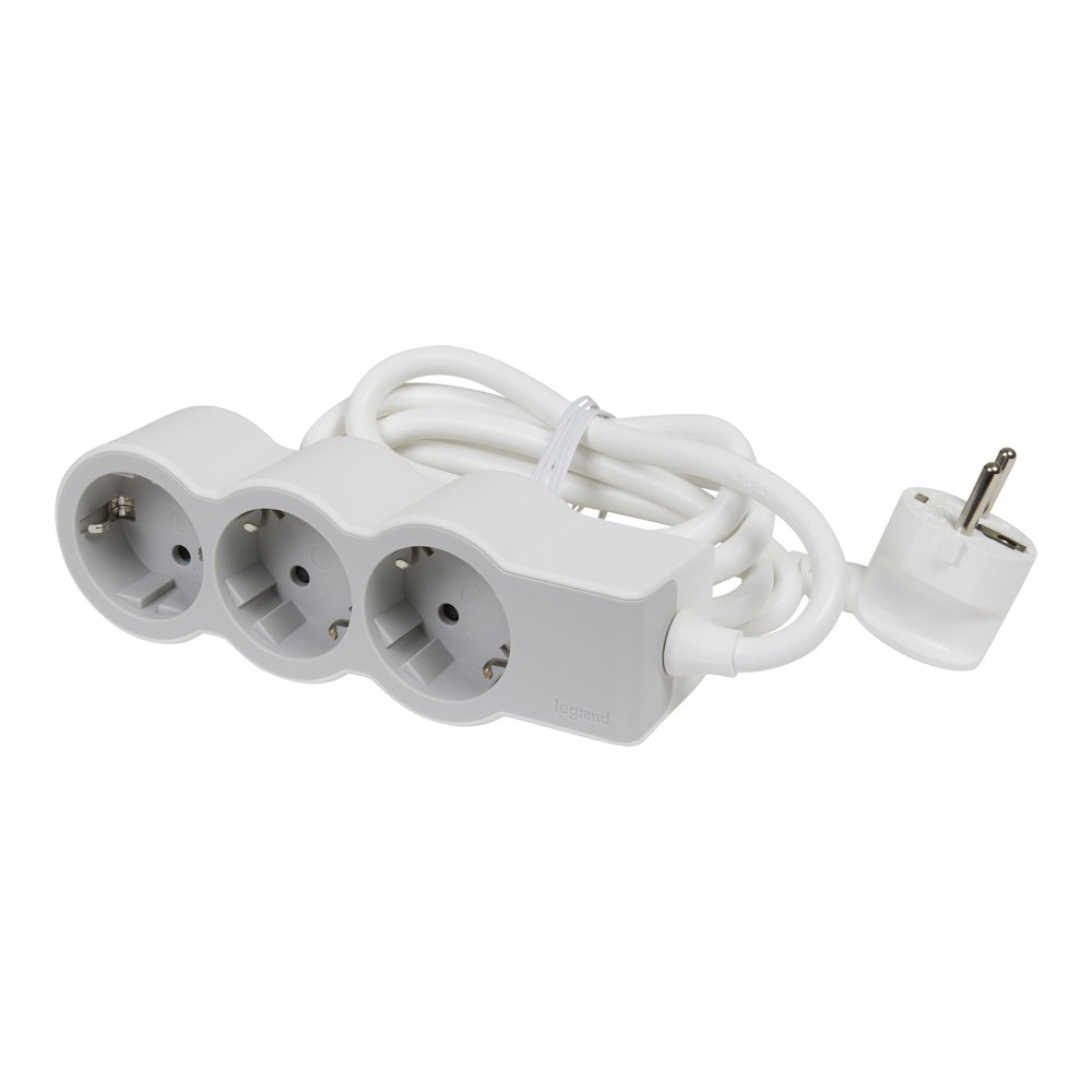 Legrand Standard Socket 3x2P+A With 3m Cord White-Gray - 694559 [10 Pieces]
