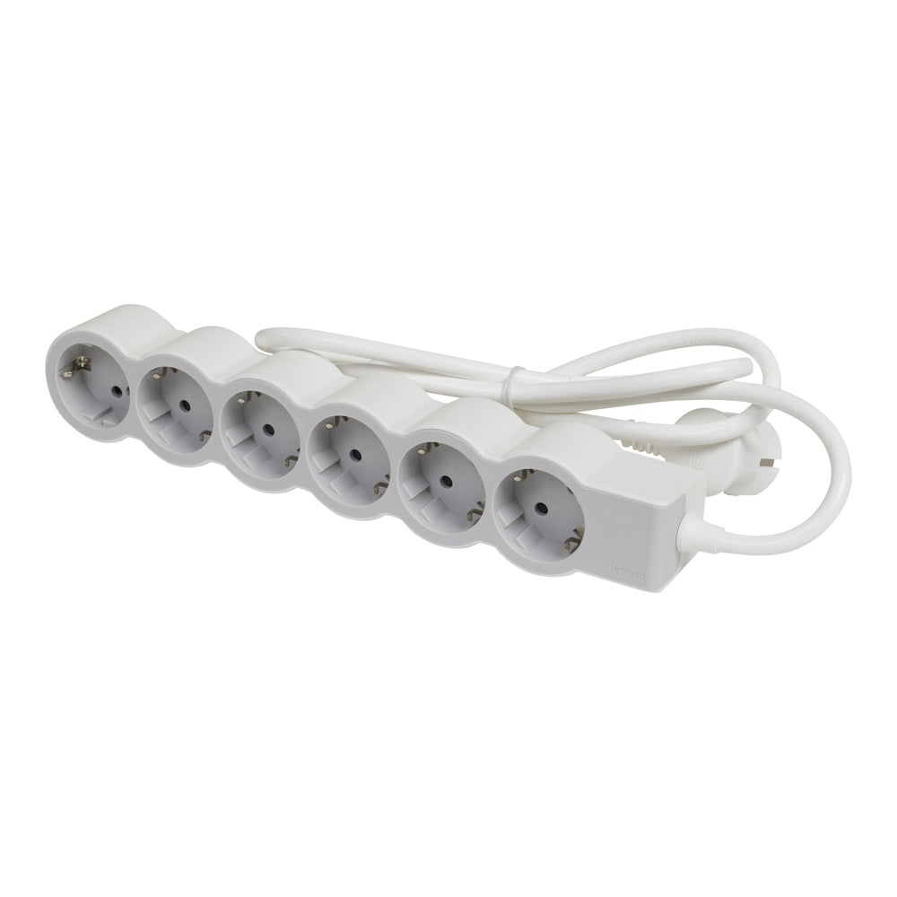 Legrand Standard Socket 6x2P+A 5m Cord White-Grey - 694572 [10 Pieces]