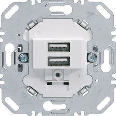 Hager Berker 230V 2-Gang USB-Ladesteckdose 3A Mattweiß - 260209