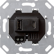 Gira USB-Netzteil 2 Ports Typ A/C Basisgerät Schwarz - 236900