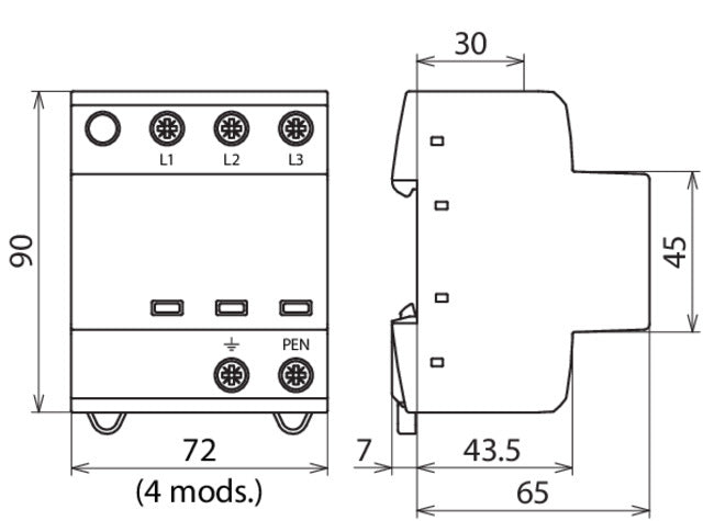 Combined Arrester DEHNshield Type 1+2 Three-Phase TN-C TNC 255 - 941300