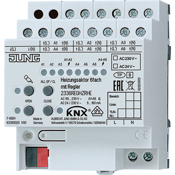 Jung KNX Heizungsaktor Integrierter Regler 230/24V 6-fach - 2336REGHZRHE