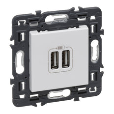 Legrand 2-Port USB Type A White Wall Socket Full Device With Screw - 741231
