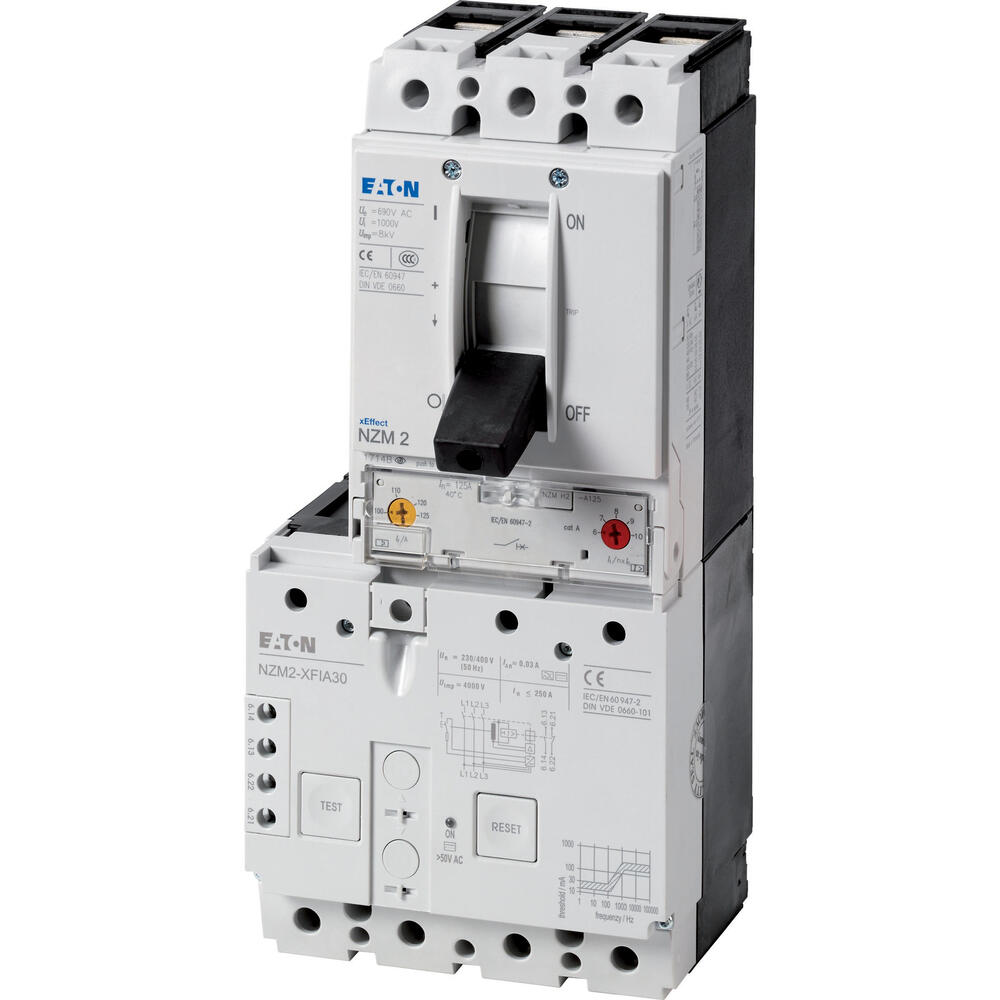 Eaton NZM2 3P 250A Leitungsschutzschalter mit 150KA RCD 30mA AC/DC - 184963