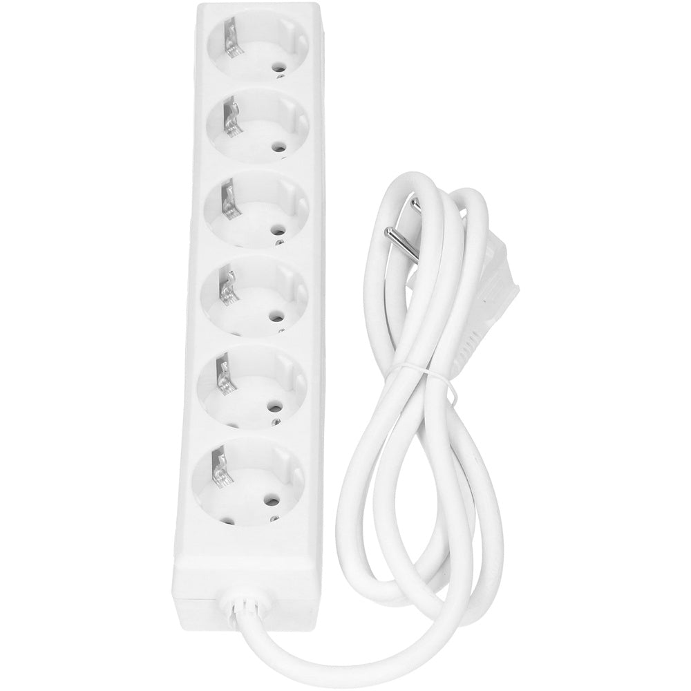 Selly 6x 230V 1.5M Weiße Steckdose mit geerdetem Stecker - 381.241S