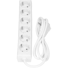 Selly 6x 230V 1.5M Weiße Steckdose mit geerdetem Stecker - 381.241S