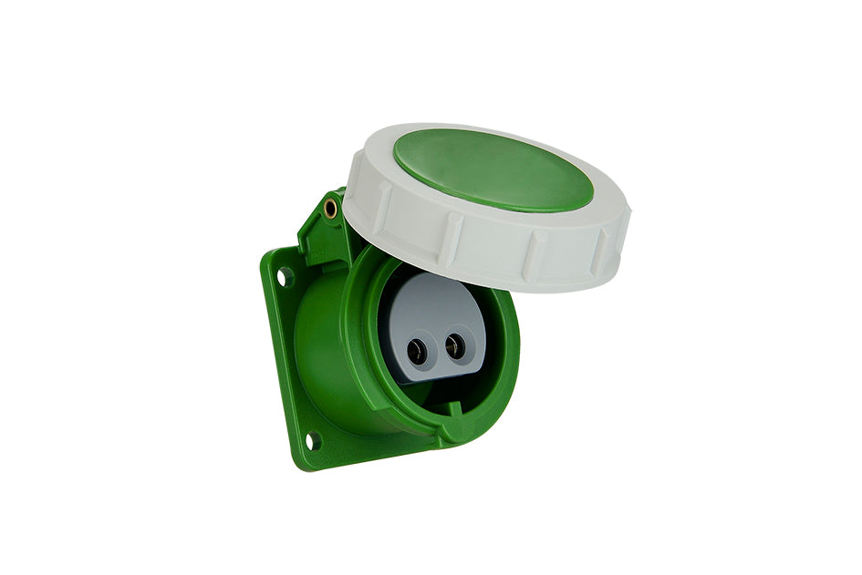 ABL Connectivity CEE Straight Flanged Socket 16A 2 Pole 24V IP67 Purple - F01S254 [10 Pieces]