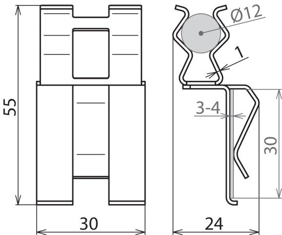 Dehn DC BK 12 FL30 STBLANK Reinforcement Clamp RD 12MM 10MM - 308143 [2 pieces]