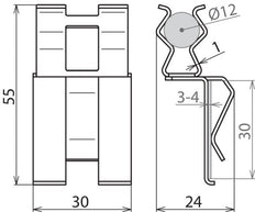 Dehn DC BK 12 FL30 STBLANK Reinforcement Clamp RD 12MM 10MM - 308143 [2 pieces]