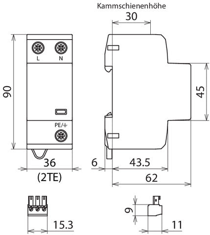 Dehn Combined Arrester Shield Type 1+2 Single-Phase TT - 941115