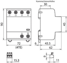 Dehn DSH TT 255 FM Kombi-Ableiter Typ 1+2 für 3-Phasen TT TN-S - 941315