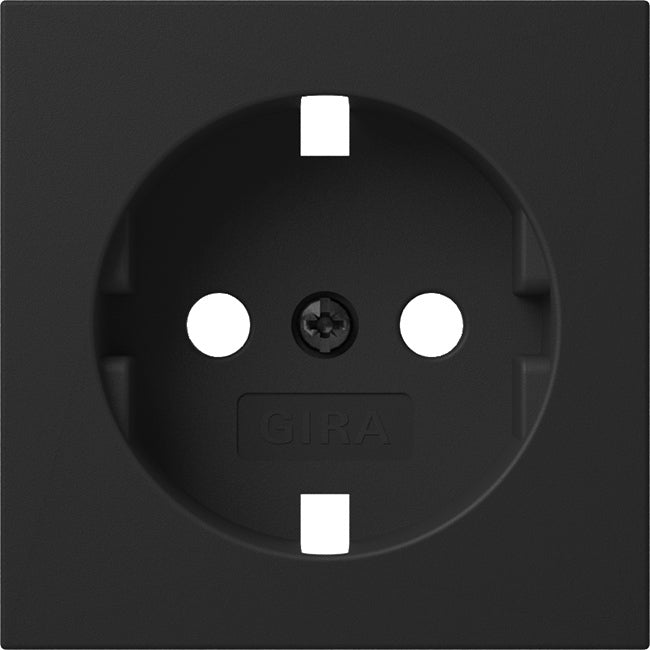 Gira System 55 Schwarz Schuko-Steckdose Abdeckung ohne Auslass - 4920005