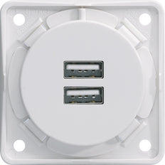 Hager Berker USB Charging Socket Outlet 3A 230V Integro Polar White - 926102509