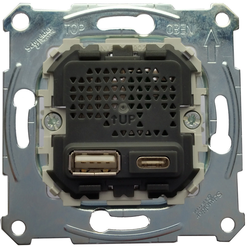 Schneider Electric Merten Doppel-USB-Ladegerät Einsatz 2,4A Typ A+C - MTN4366-0110