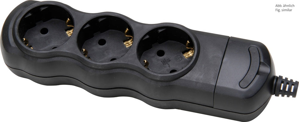 Kopp 3-Way Socket Strip Black Without Plug One Piece - 120305001 [5 Pieces]