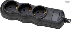 Kopp 3-Way Socket Strip Black Without Plug One Piece - 120305001 [5 Pieces]