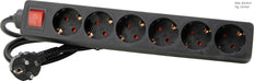 Kopp 6V Switched Power Strip With 1.4m Cord Black - 120915006 [10 Pieces]