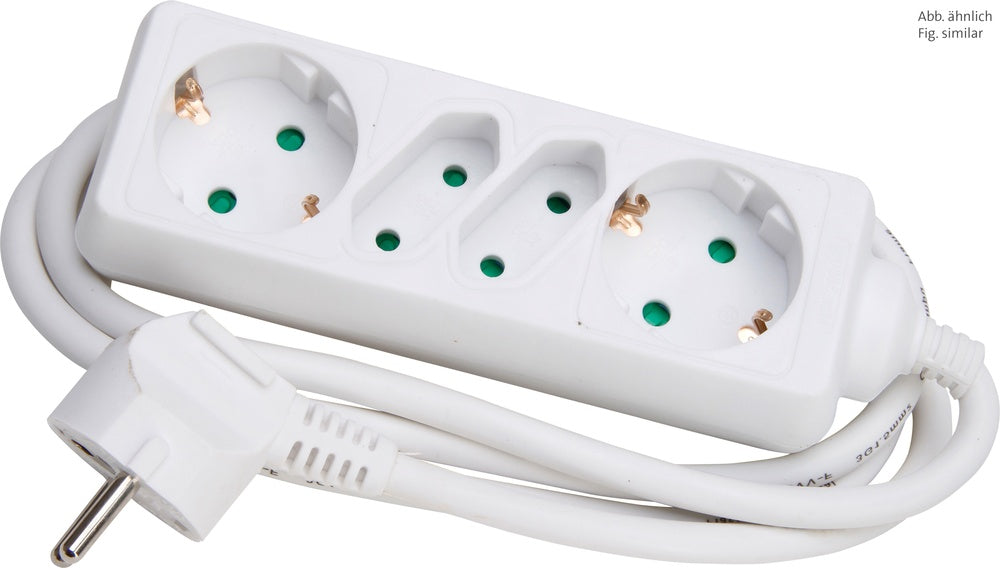 Kopp 4-Way Arctic White Socket Plug With Cord - 125902018 [20 Pieces]