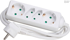 Kopp 4-Way Arctic White Socket Plug With Cord - 125902018 [20 Pieces]