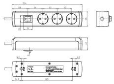 Kopp Universal Plus 3-Outlet Switch Socket White - 232502006 [4 Pieces]