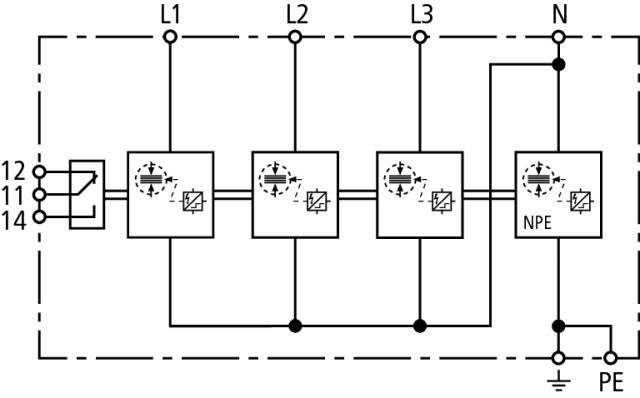 DEHN DSH B TT 255 FM Three-Phase Type 1+2 Combined Arrester - 941316