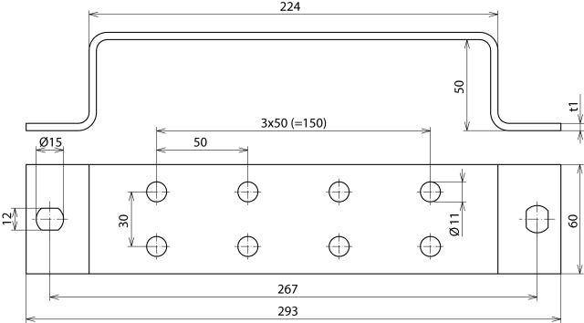 Dehn Erdungssammelschiene aus Edelstahl mit 2x4 Klemmen - 472129