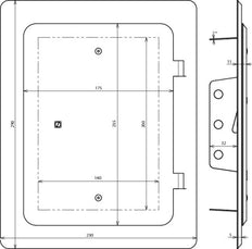 Dehn Edelstahl-Inspektionstür mit Vierkantschlüssel 290x230mm - 476020