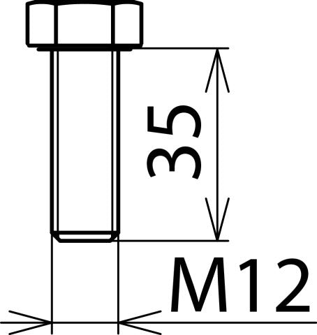 Hexagon Screw DIN 933 M12x35mm Stainless Steel Dehn - 561935 [2 pieces]