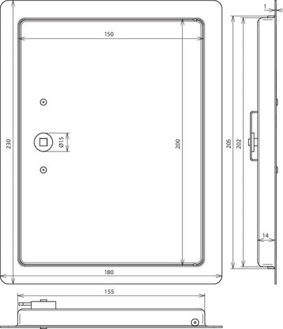 Dehn Inspection Door With Square Spanner 230x180mm - 476001