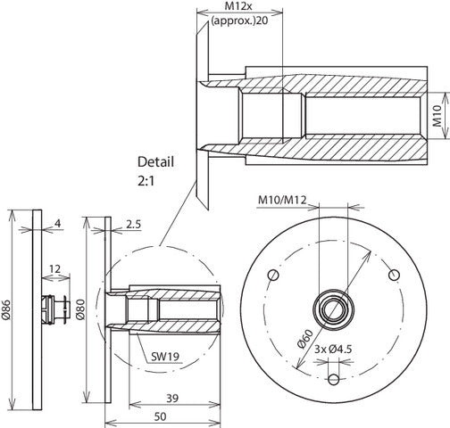 DEHN Feste Erdungsklemme M10 M12 Edelstahl Zubehör - 478012