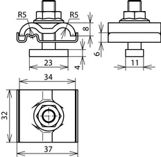Dehn Uni Erdungsklemme mit M8 Schraube 4-50MM2 für Rd 8-10MM - 540250