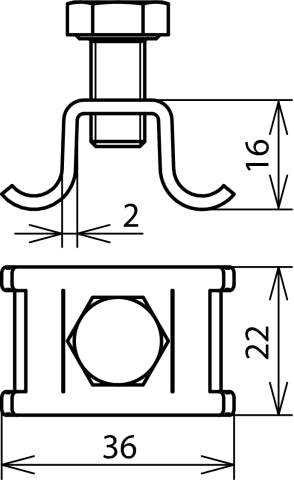 Dehn Grip Head For Strap 14x0.3mm With Screw DIN 933 M8x16 - 540930 [2 pieces]