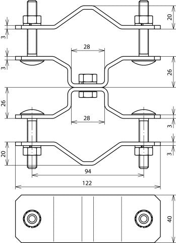 Dehn-Geländerschelle für Rohre DEHNiso Combi D48-60mm D50mm V2A - 105354