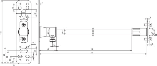 DEHN DIDH 16 530 BP V2A GFK Abstandshalter mit Befestigungsplatte - 106115