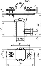 Edelstahl-Rutenhalter mit Befestigungsbuchse Zubehör - 106129