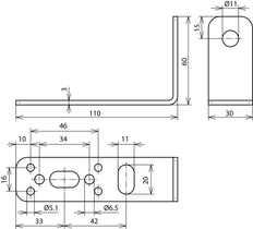 Dehn Montagewinkel 90 Grad StSt 110x60x30mm für Dehniso - 106310