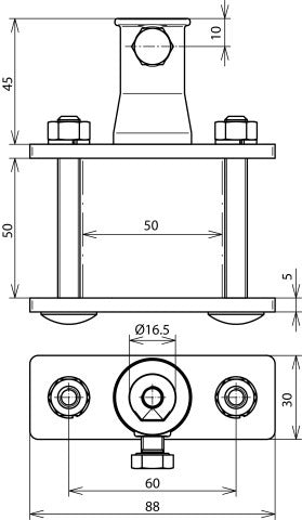 Dehn Geländerklemme für Dehniso Combi mit 16mm Buchse - 106312