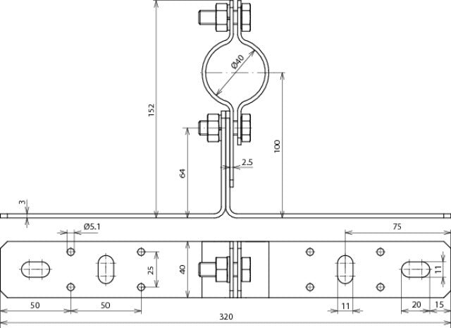 Dehn WB D40 WA V2A Montagewinkel mit Klemme für Rohre - 105140