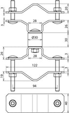 Dehn BSC D40 D45.65 V2A Befestigungsschelle für Rohre mit Abstandshalter - 105161